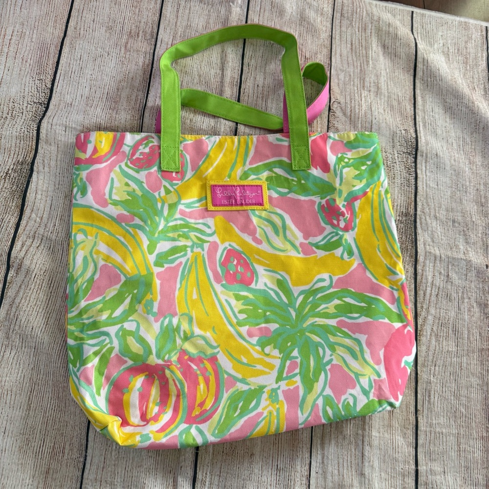 Estée Lauder Lilly Pulitzer Multicolor Fruit Print Summer Beach Tote Bag Large